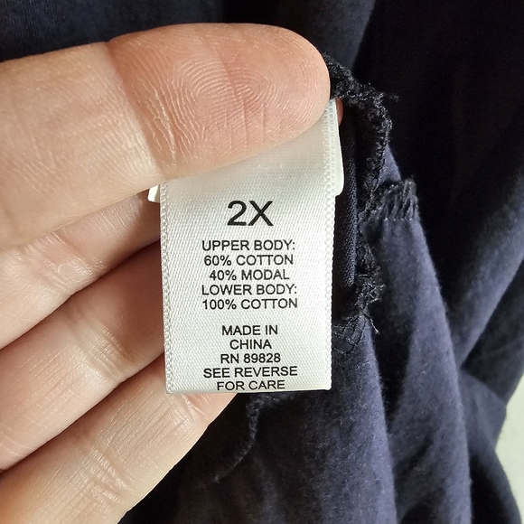 LOGO by Lori Goldstein Cotton Blend Midi Dress Crochet Lace Trim 2X Blue - Picture 4 of 9